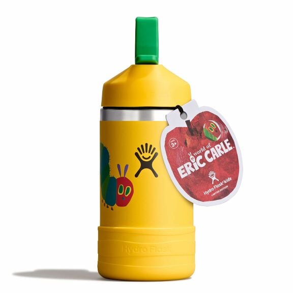 kids-12-oz-bottle-world-of-eric-carletm-l2 le26-w12-1000-kids-12-oz-wide-straw-cap-and-boot-yellow-caterpillar-straight-lid-open-withtag.jpg